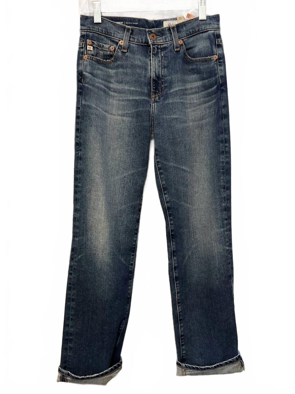 NEW AG JEANS women's brinley mid-rise straight jeans in 15 year